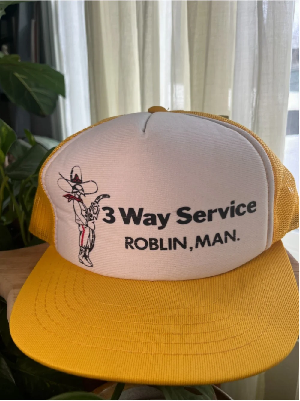 Vintage 80s Trucker Hat 3 Way Service Roblin Manitoba Snapback Western retro